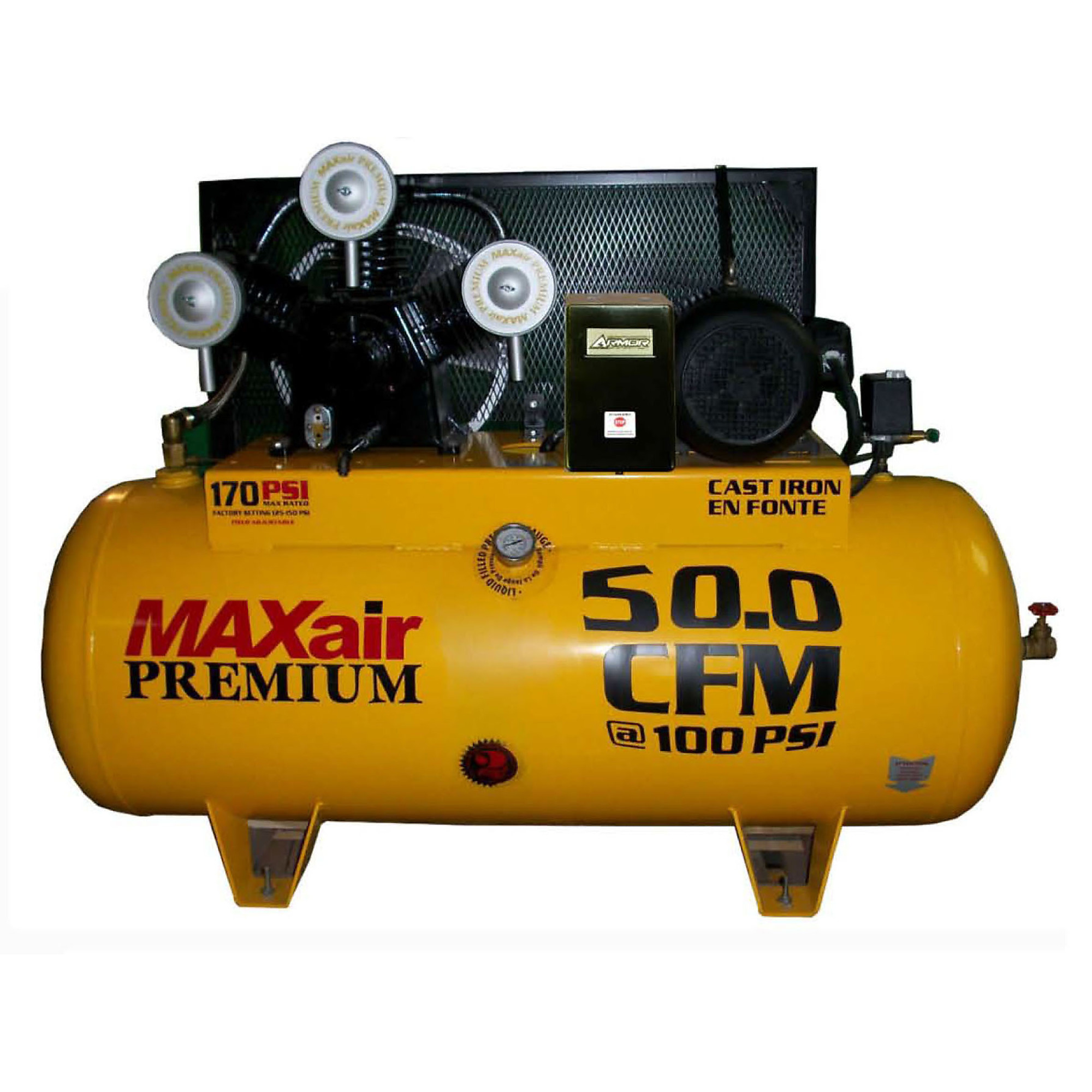 MAXair Premium Air Compressor - 120 Gal., 50 CFM, 10 HP, 170 PSI, Cast Iron Pump, Model# C103120H1-MS230-MAP
